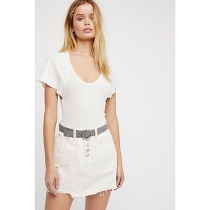 Free People White Denim Mini Skirt